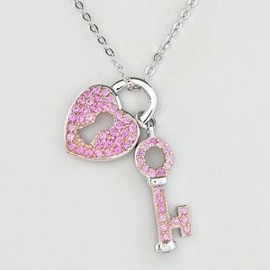 Heart Lock and Key Necklace, 925 Sterling Silver